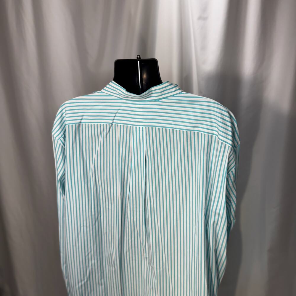 Ralph Lauren Men's 3XLT Tall Striped Button Down Shirt Turquoise White Cotton - Picture 10 of 16